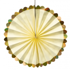 Набор з 6 бумажных вееров , белые з золотой окантовкой (8706-004)