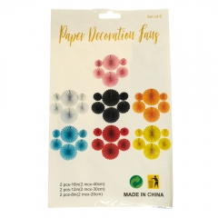 Набор з 6 бумажных вееров , розовый (8706-006)