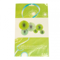 Набор з 6 бумажных вееров ,бело-зеленых (8706-008)