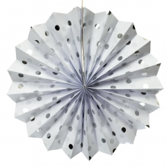 Набор з 8 бумажных вееров ,белый в серебрянный горох (8706-010)