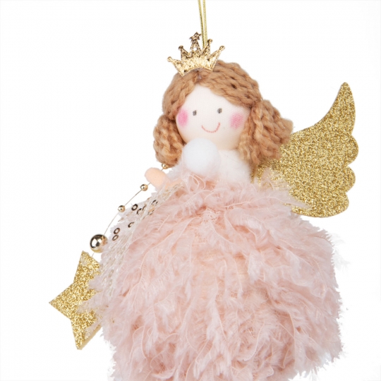 Декоративна підвіска "Ангелок", рожевий 24 см (6014-011)