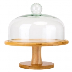 УЦІНКА Підставка для торта "Вершина смаку", 29,5 см (Подряпини на досточці,дефект лиття кришки,нерівні края,краплинки сміття у склі,бульбашки) (00BR-9184-013/1)