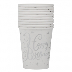 Набір склянок "Happy Birthday", 10 шт, срібний, 9 см (9092-019)