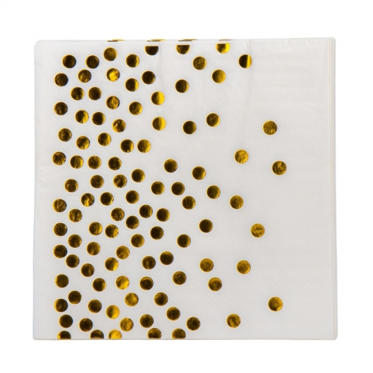 Набір серветок "Горошинки", 20 шт, біло-золотий, 16,5 см (9092-022)