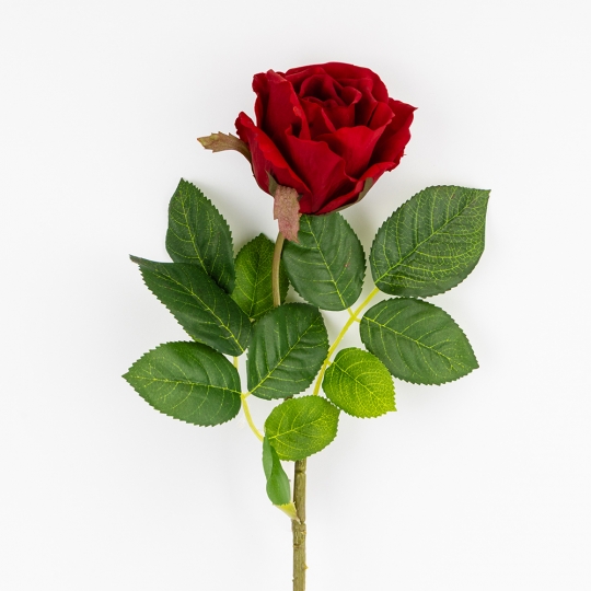 Штучна троянда з ефектом живого дотику, червона, 73 см (2025-001)