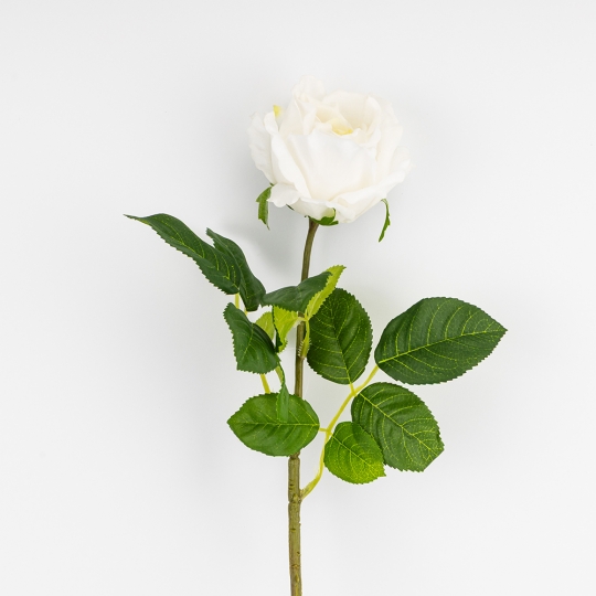 Штучна троянда з ефектом живого дотику, біла, 73 см (2025-004)