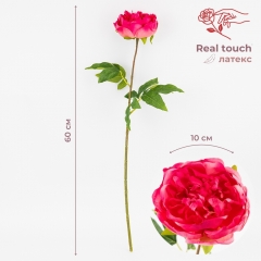 Искусственный пион с эффектом живого прикосновения, кремово-розовый, 60 см (2025-006)