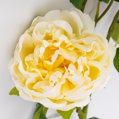 Искусственный пион с 3 бутонами с эффектом живого прикосновения, кремовый, 80 см (2025-010)