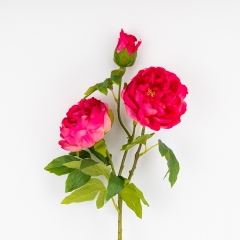 Искусственный пион с 3 бутонами с эффектом живого прикосновения, кремово-розовый, 80 см (2025-011)