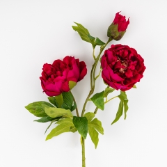 Искусственный пион с 3 бутонами с эффектом живого прикосновения, розовый, 80 см (2025-012)