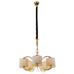 Люстра золотая с 5 бежевыми абажурами (QL006/5) (QL006/5)