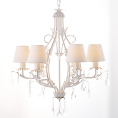 Люстра классическая белая с тканевыми абажурами (6 ламп) (SM001/6) (SM001/6)