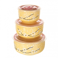 УЦІНКА Набір керамічних контейнерів з вакуумною кришкою "Жовтий" (Немає маленького,дефект лиття,дефект фарбування) (00BR-0049JA-A/1)