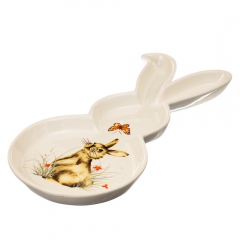 УЦЕНКА Тарелка пасхальная в форме кролика с принтом (дефект заливки или окрашивания пятнышка) (4002-010)