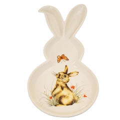 УЦЕНКА Тарелка пасхальная в форме кролика с принтом (дефект заливки или окрашивания пятнышка) (4002-010)