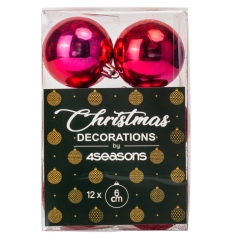 Набор елочных шаров "Праздничная Мозаика" (6см * 12 шт, малиновый) (6025-022)
