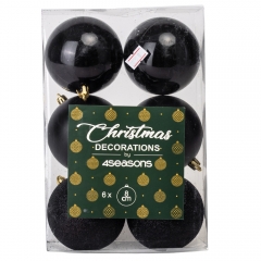 Набор елочных шаров "Рождественский ритуал" (8см * 6шт, черный) (6025-028)