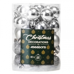 Набор елочных шаров "Мгновение Чуда"(2,5см * 40шт, серебряный) (6025-031)