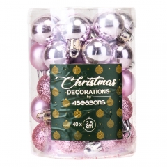 Набор елочных шаров "Мгновение Чуда"(2,5см * 40шт, розовый) (6025-032)