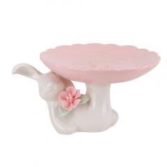 Подставка "Кролик с цветком", розовая, 9 см (00BR-5009-028)