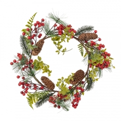 Ягідний вінок з листям і шишками (024NT/red)