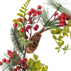 Ягідний вінок з листям і шишками (024NT/red)
